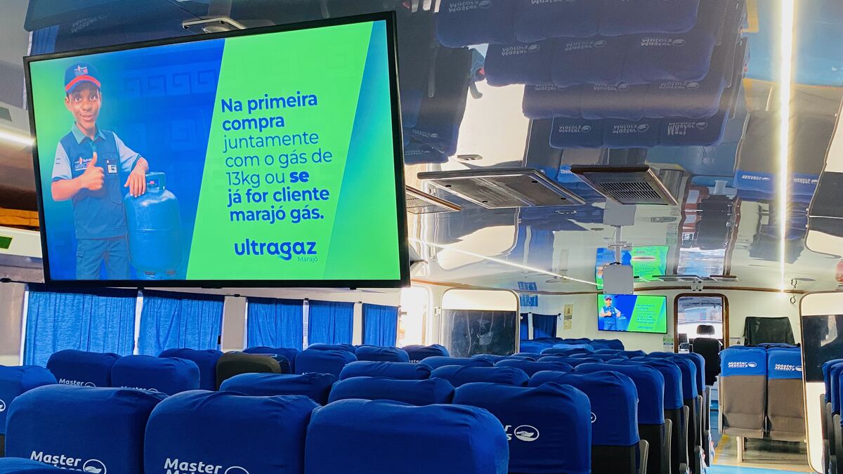 Tela exibindo anúncio da Ultragaz Marajó dentro da embarcação